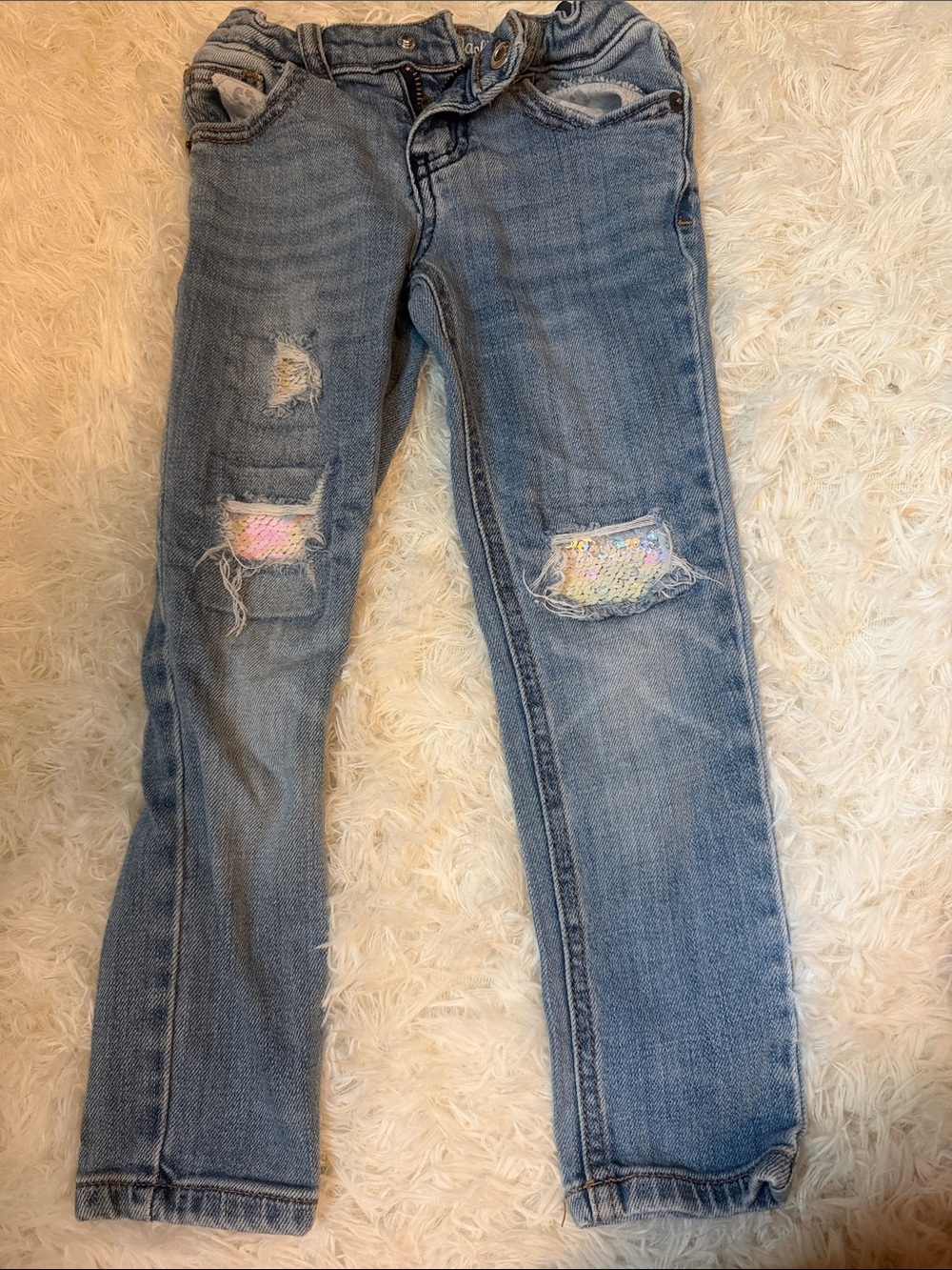 Cat & Jack Light Blue Girls' Skinny Jeans with Sequin Knee Patches
